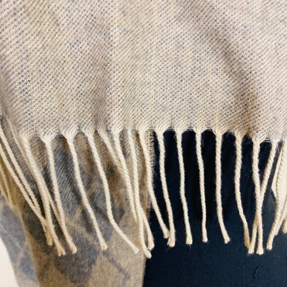 Cejon Argyle Scarf Made in Italy Soft Tan Brown Tassel - Picture 6 of 6